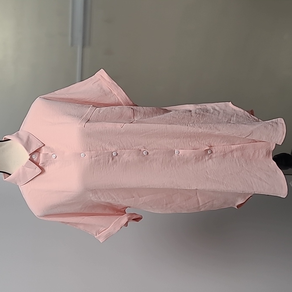 Unbranded Size XL Pastel Pink Short Sleeve Button Down Top